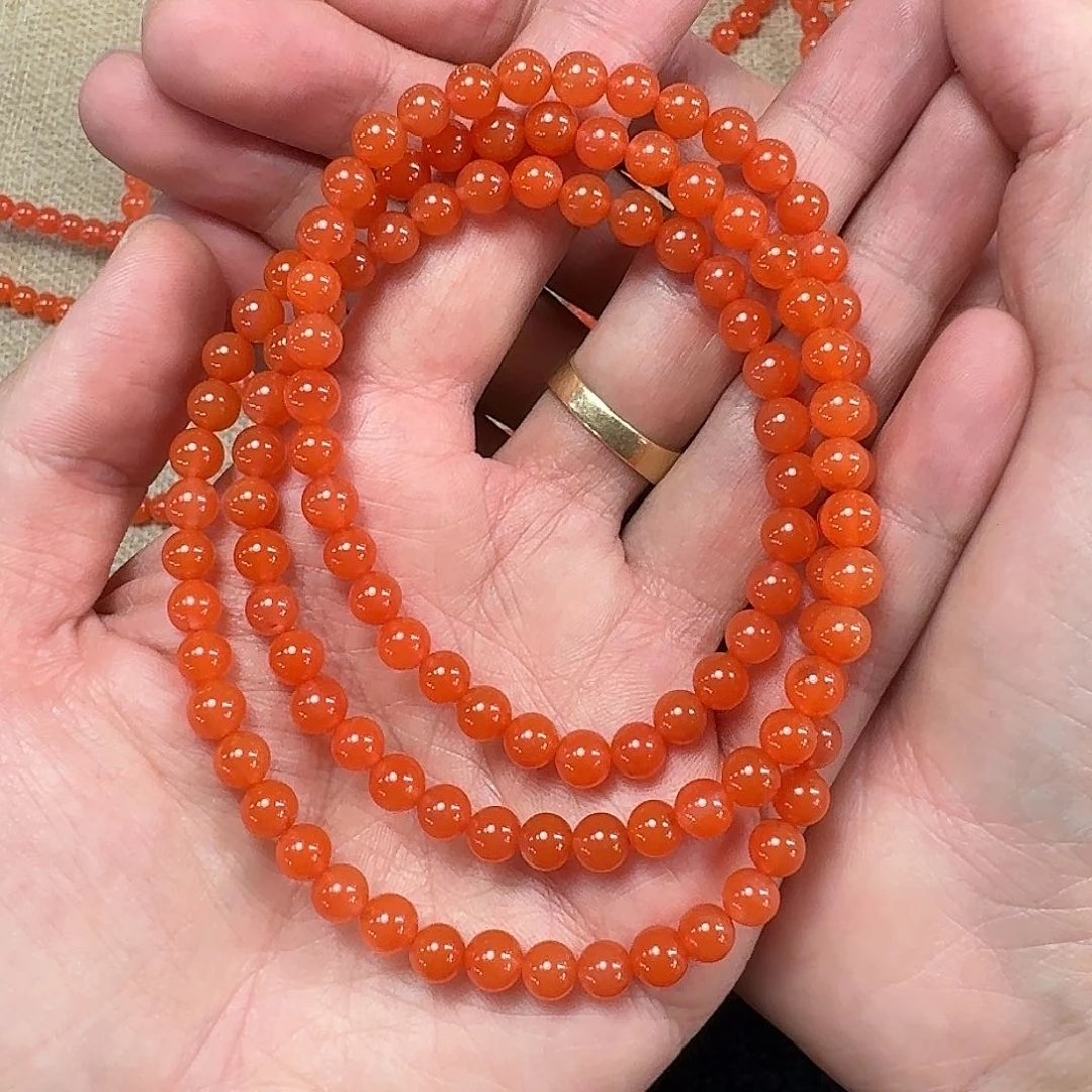 南红玛瑙手链未镶嵌项链多圈原矿南红6mm
