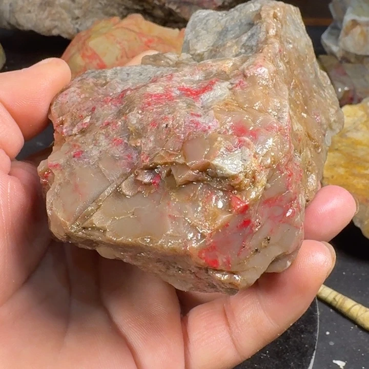 昌化石浙**梅昌化鸡血石原石切章