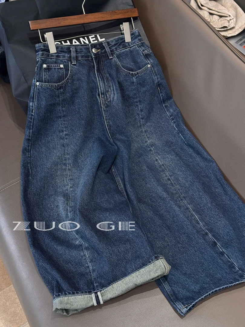 简约宽松气球裤型中骨线设计显瘦牛仔裤K1