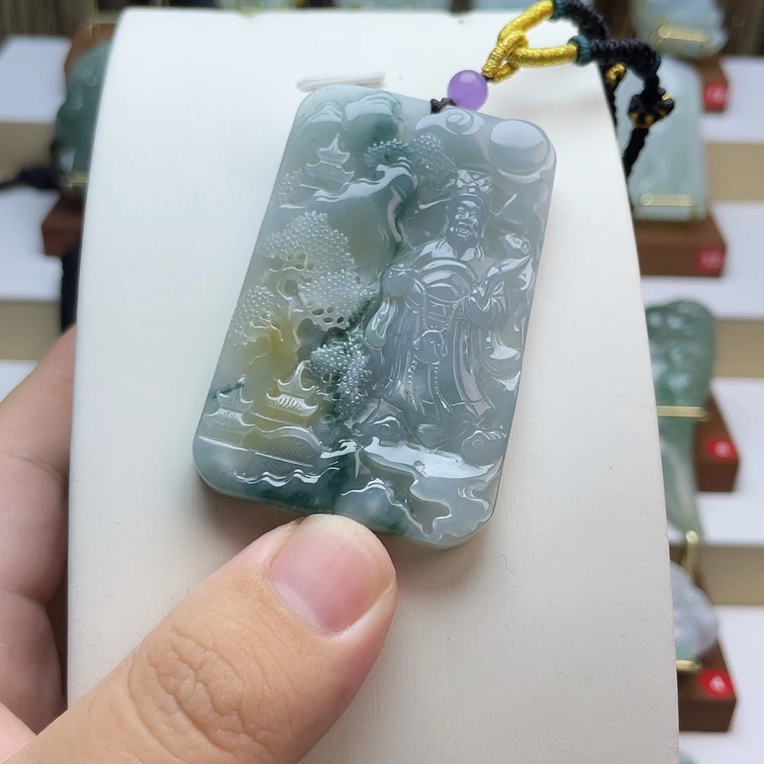 翡翠未镶嵌吊坠(不含链)山水财神