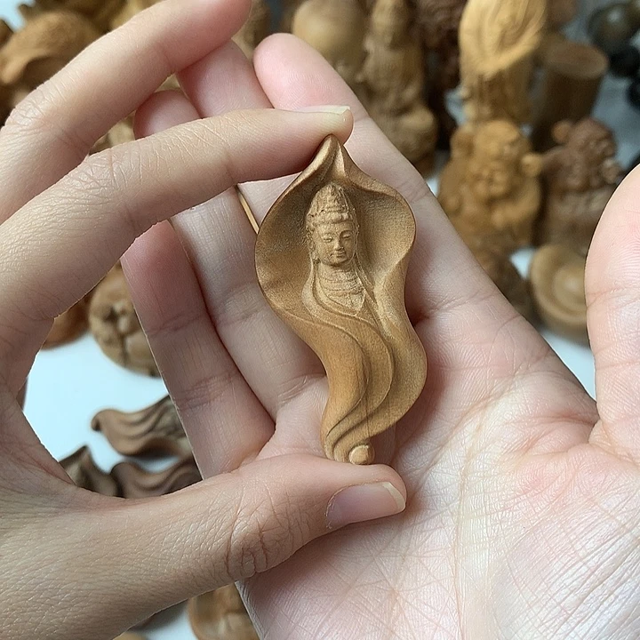 檀香木把件檀香一叶观音