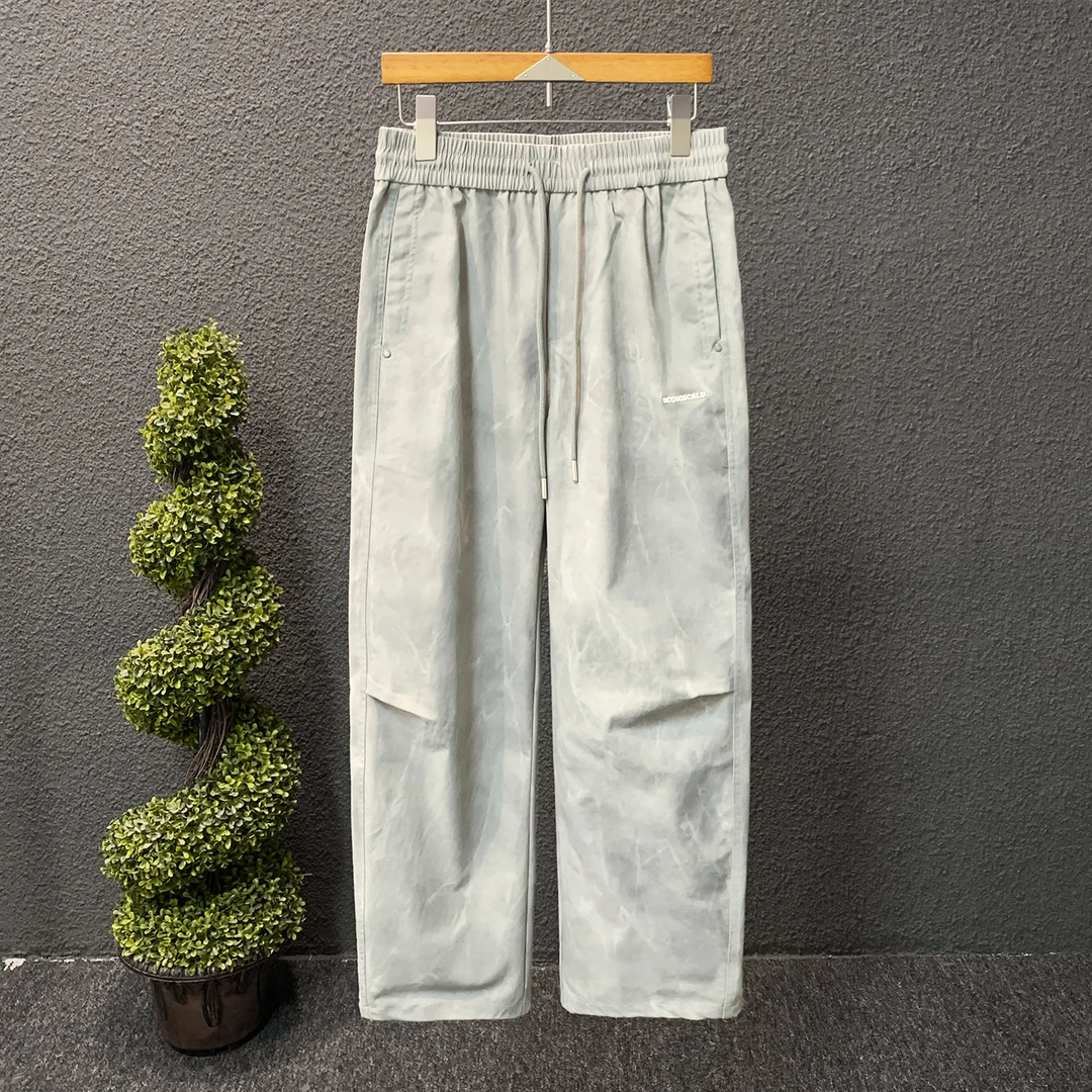 秋款潮流百搭男士长潮牌流扎染风时尚刺绣美式宽松直筒休闲裤男