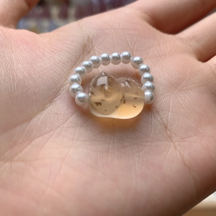 玛瑙/玉髓未镶嵌玛瑙猫戒指