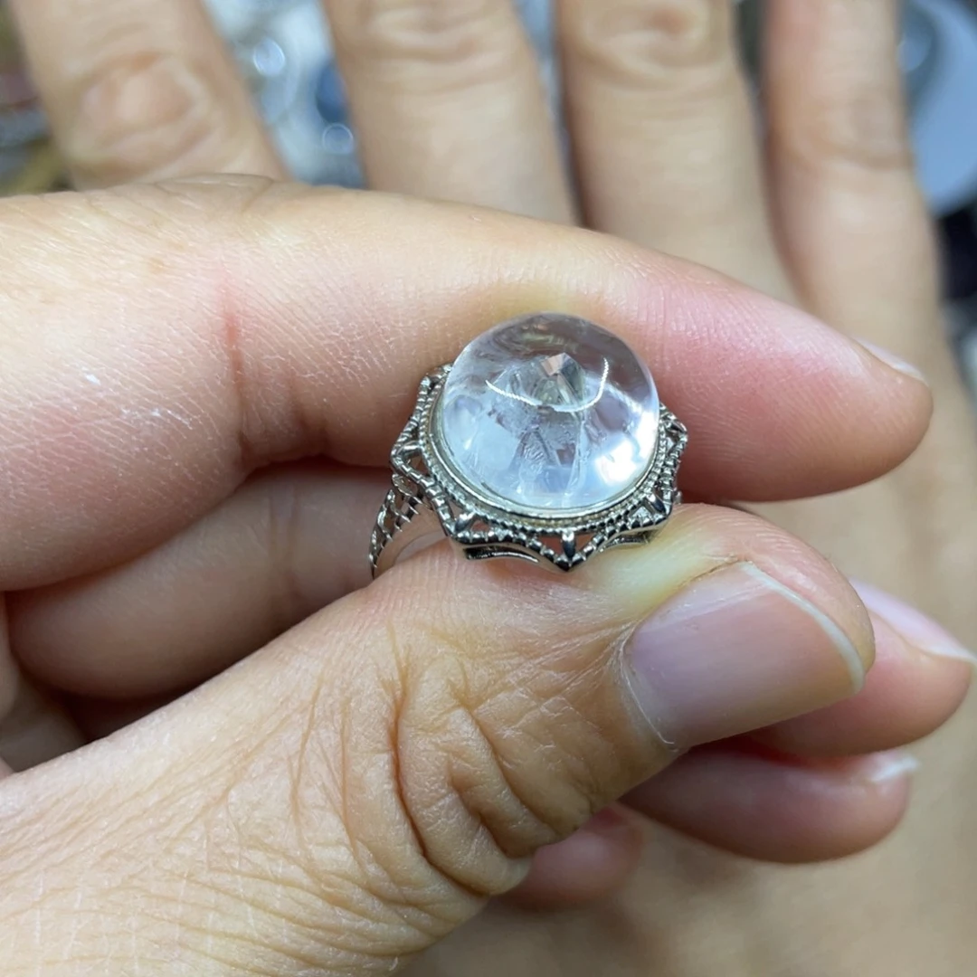 【闪购商品】银S925镶嵌珠宝半成品水晶戒指