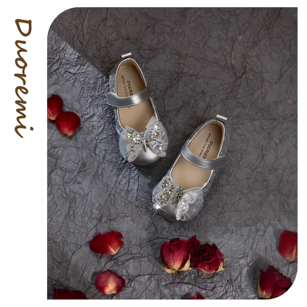 Duoremi秋季新款BR2511时尚灵动小蝴蝶闪钻单鞋软底舒适公主鞋