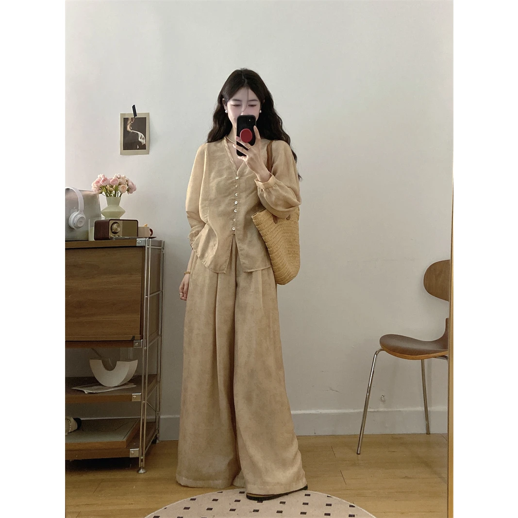 MO88ZSPF国色芳华新中式清冷感套装衬衫吊带裤装国风三件套