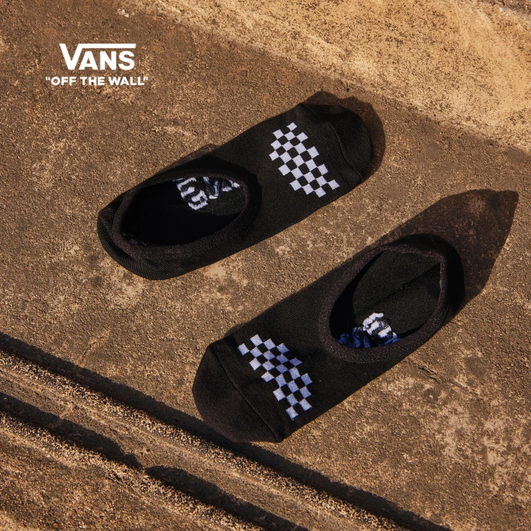 Vans范斯 女子袜子船袜黑色棋盘格8HDY28