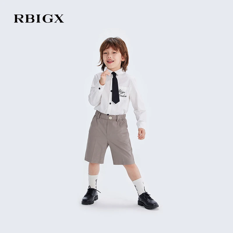 RBIGX瑞比克童装2025春季新款双排扣复古休闲设计感百搭短裤