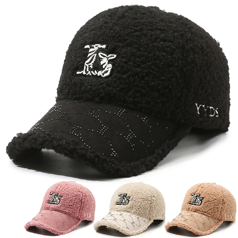 冬季新款加绒加厚毛绒帽ZJX-21女士防寒保暖棒球帽休闲百搭鸭