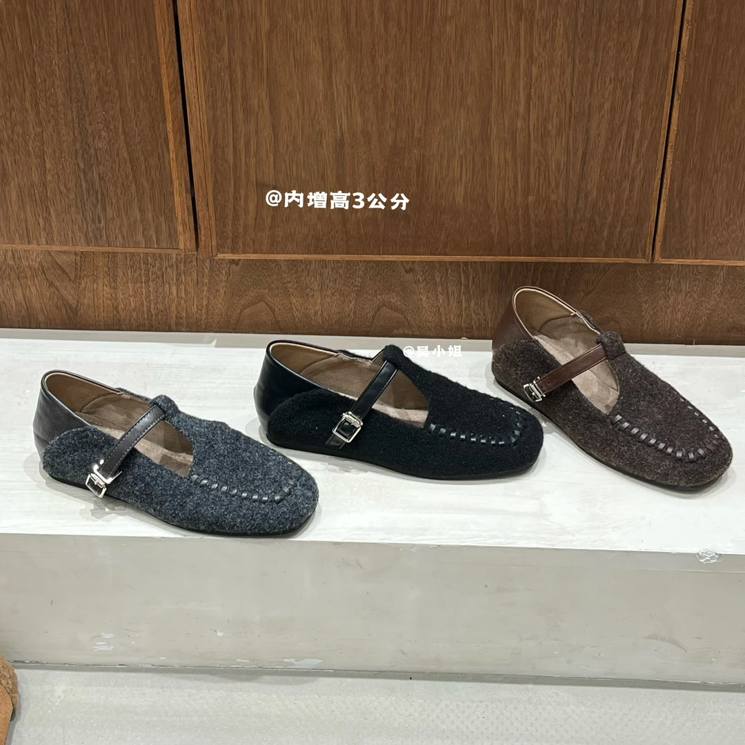 2025秋季新款内增高韩系单鞋小众设计简约时尚百搭踩脚两穿豆豆鞋
