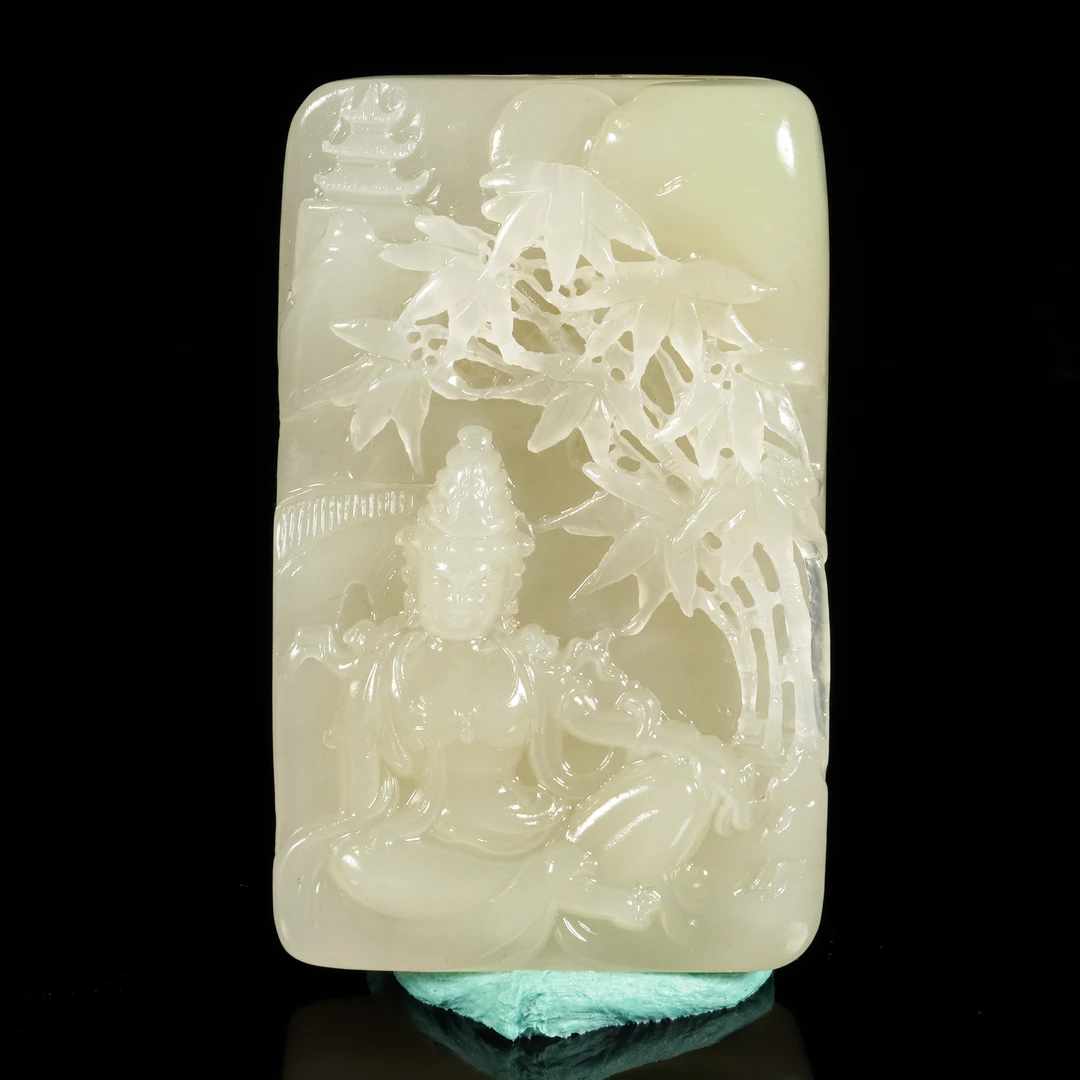 LOT.019和田玉巧雕竹林观音/X2538