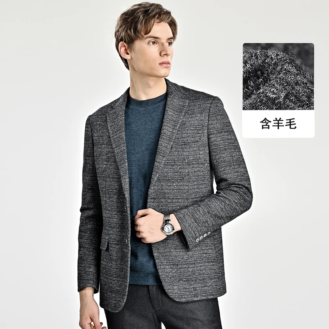 915号 男士西服含羊毛秋冬厚款单西时尚休闲平驳领A34-103021
