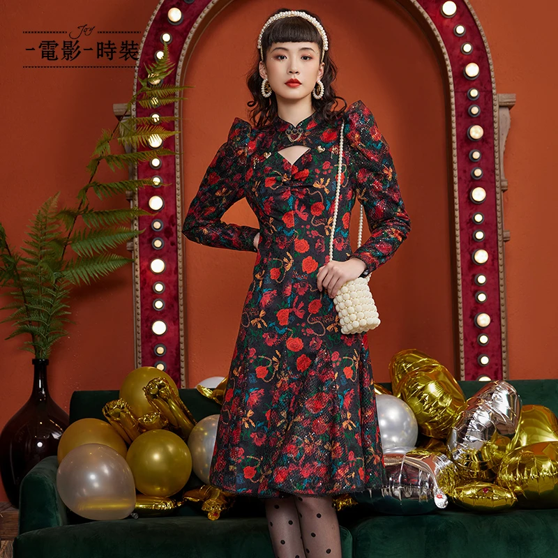 【媛媛女王专享】一电影一时装鱼尾国风旗袍裙收腰裙子FCJL145617