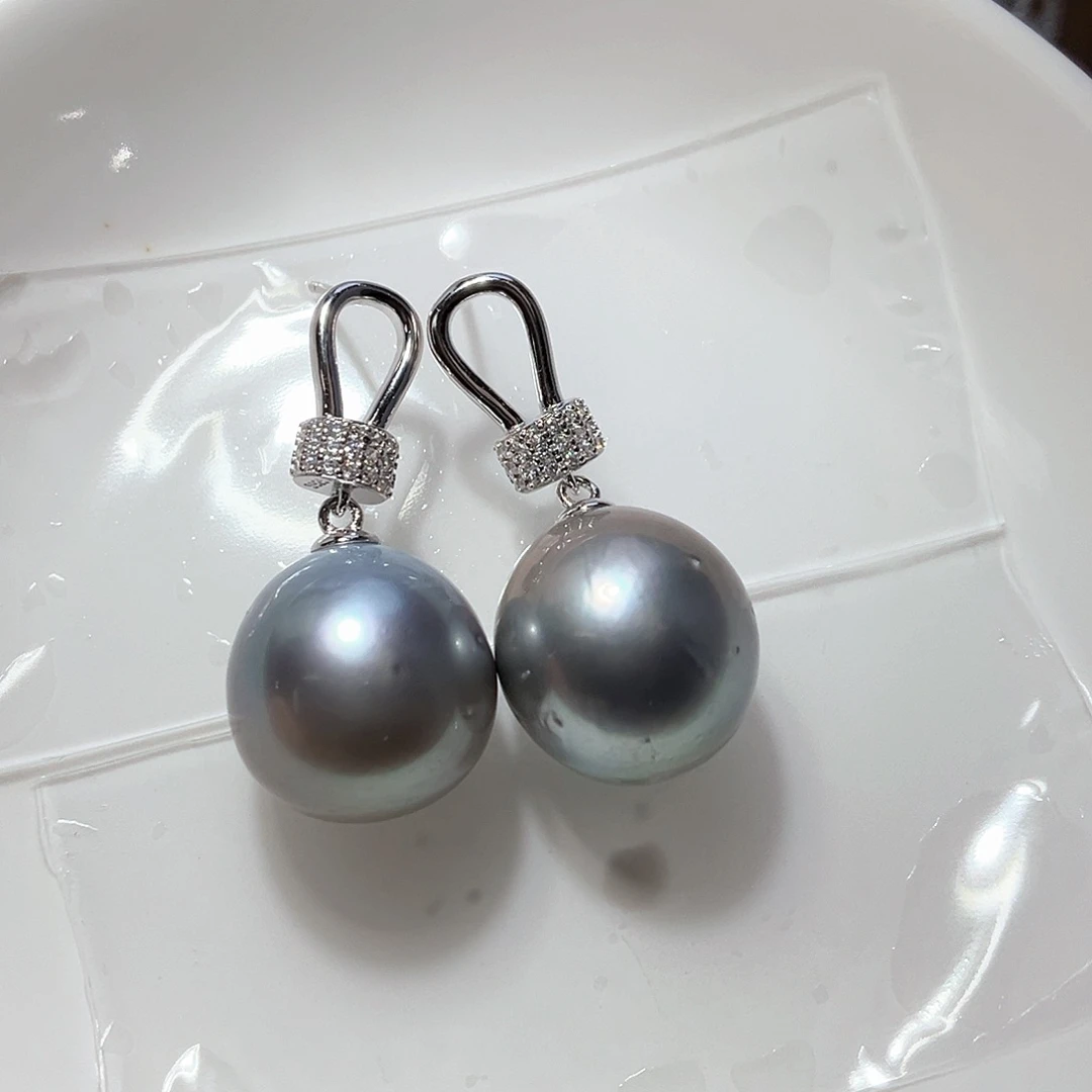 银S925镶嵌海水珍珠耳饰嗯*