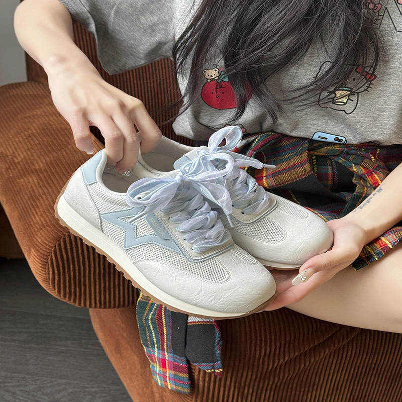 KFT脚王潮鞋夏季牛皮+网吸膜底百搭女慢跑运动鞋透气KB260381