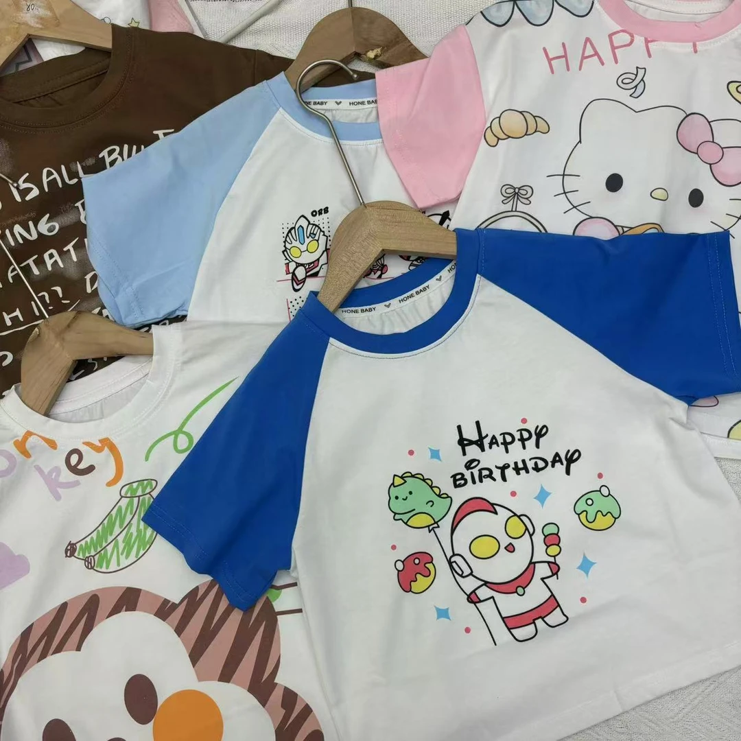 儿童新款纯棉水印短袖T恤（实物以直播间讲解为准）