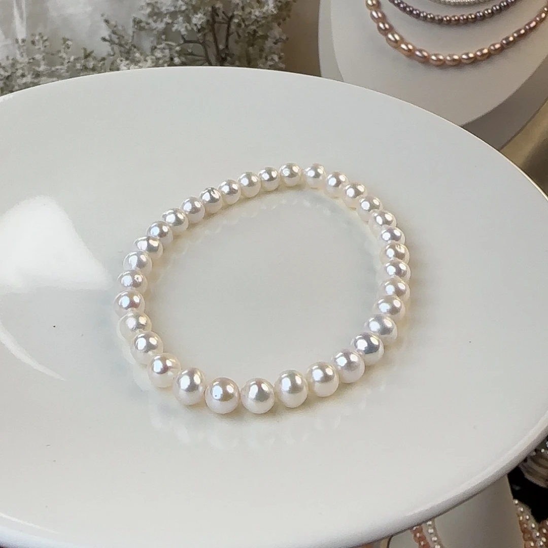 未镶嵌淡水珍珠手绳5-6mm微瑕