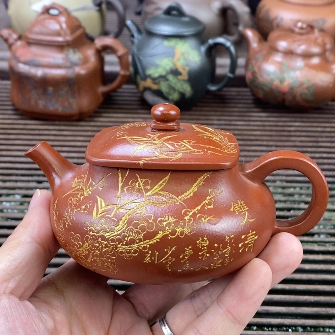 茶壶紫砂白7 乾坤 朱泥