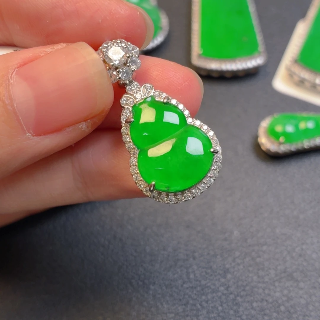 翡翠银S925镶嵌吊坠(不含链)