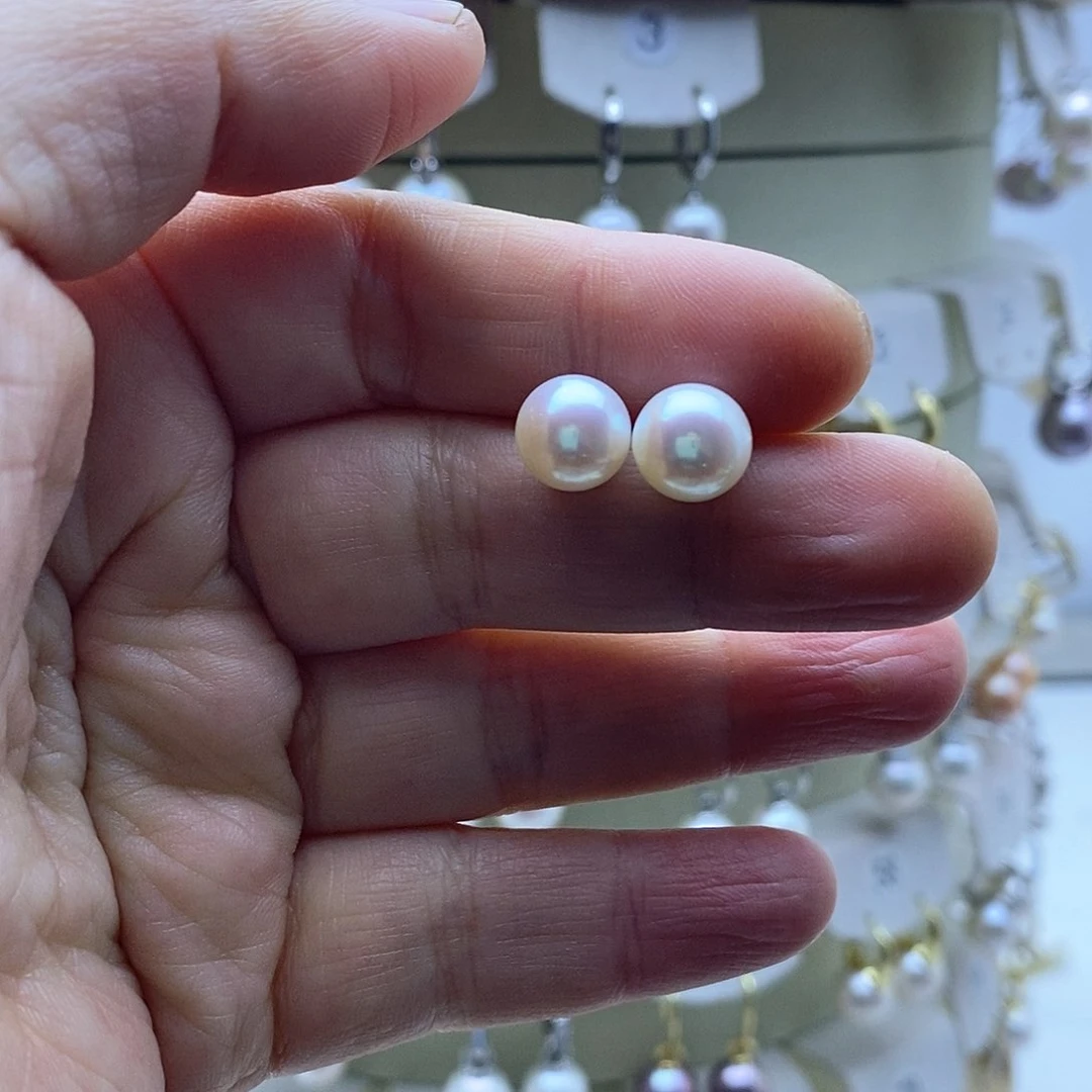 淡水珍珠耳饰银S925镶嵌