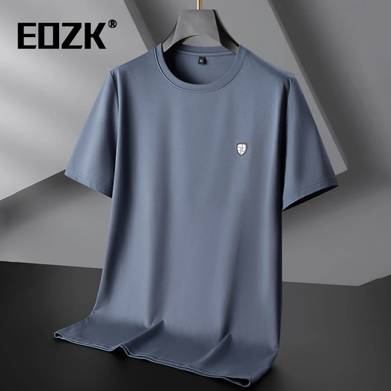 Eozk2025夏季新款加肥加大码圆领男士短袖t恤休闲宽松特大号半袖t