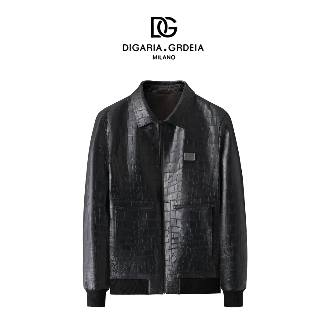 DIGARIA&GRDEIA2025春季新款时尚翻领男款鳄鱼皮夹克-DG8888