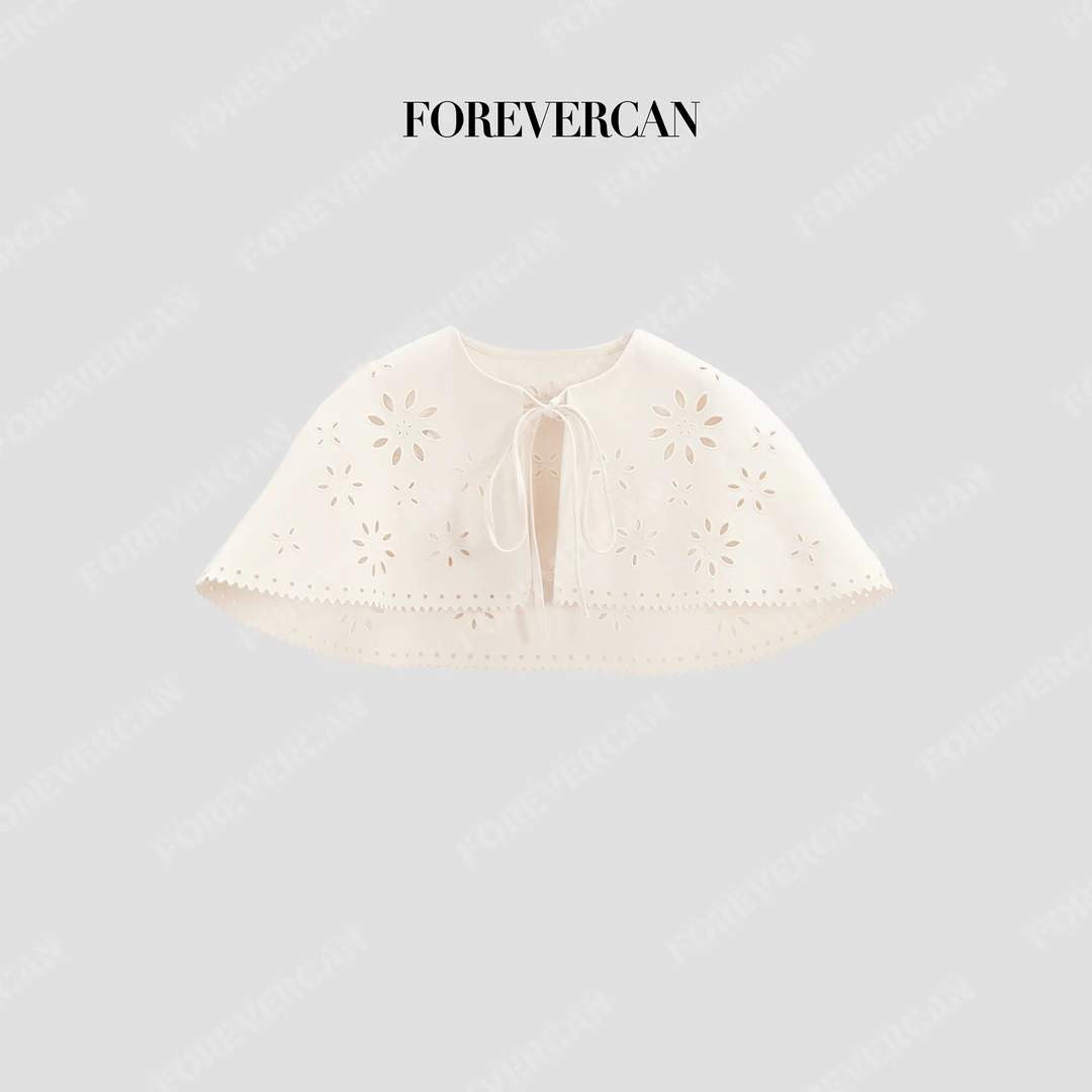 FOREVERCAN“肩上霓裳”镂空刺绣假衣领娃娃领斗篷披肩云肩ST23256B