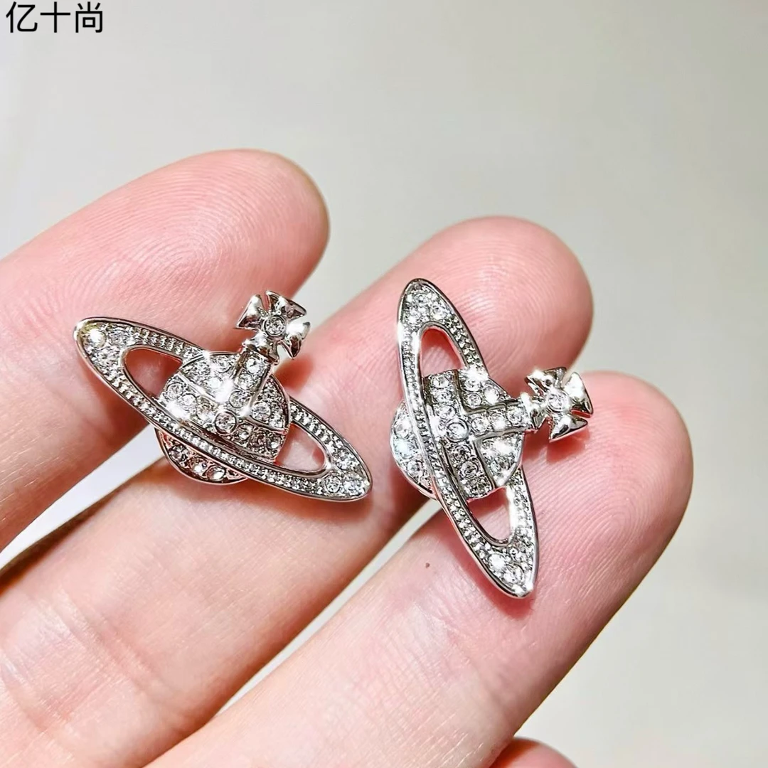 坠链均925银合成锆石 亿十尚星球高档纯银耳环项链时尚大气不掉色