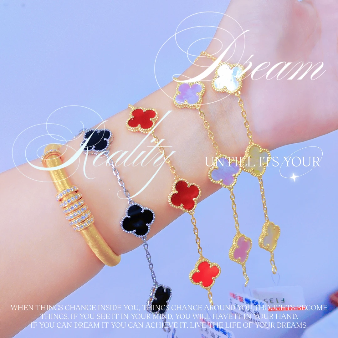 合金手链 五花气质甜美红色经典法式女百搭饰品原创设计时尚黑色