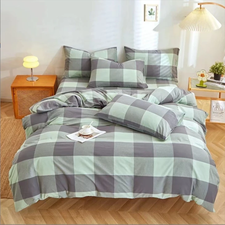 【MJMS原装正品】全棉色织水洗棉轻奢四件套——千寻绿灰