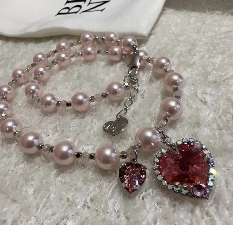 铜合金项链 东大门气质珠珠爱心项链X357