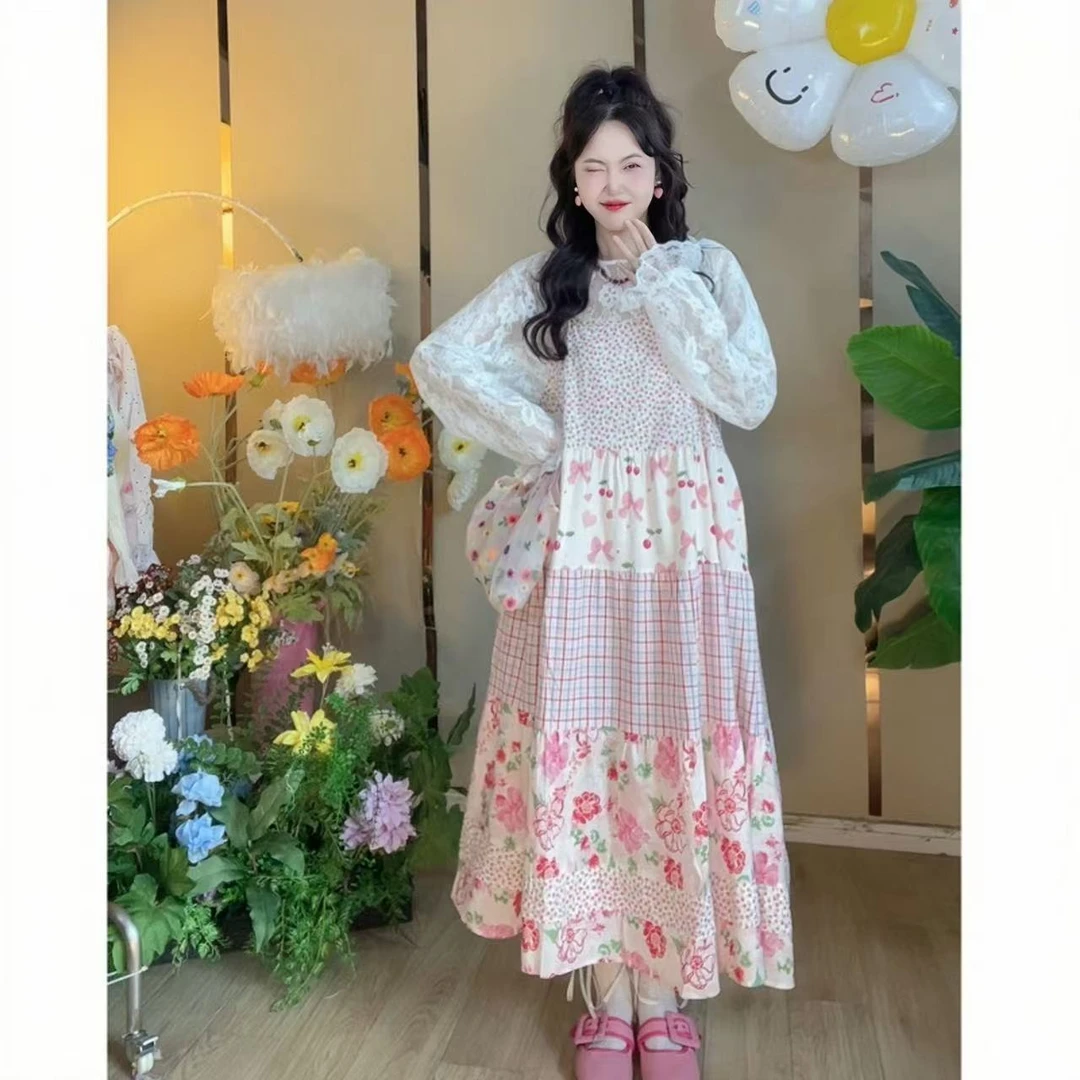 燃冉【松弛假日】春夏韩版碎花甜美复古连衣裙宽松温柔风吊带裙
