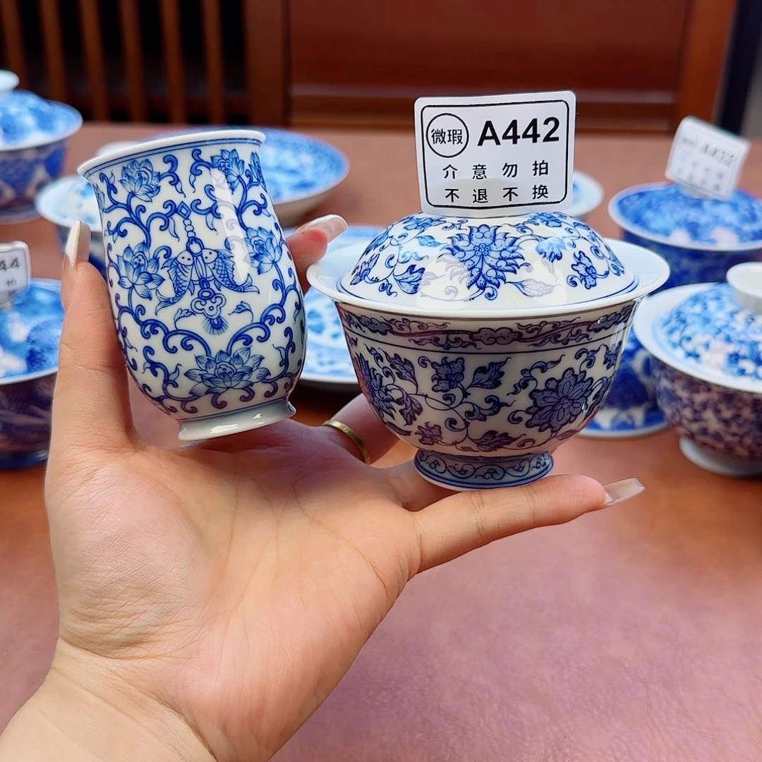 景德镇陶瓷手绘杯子盖碗