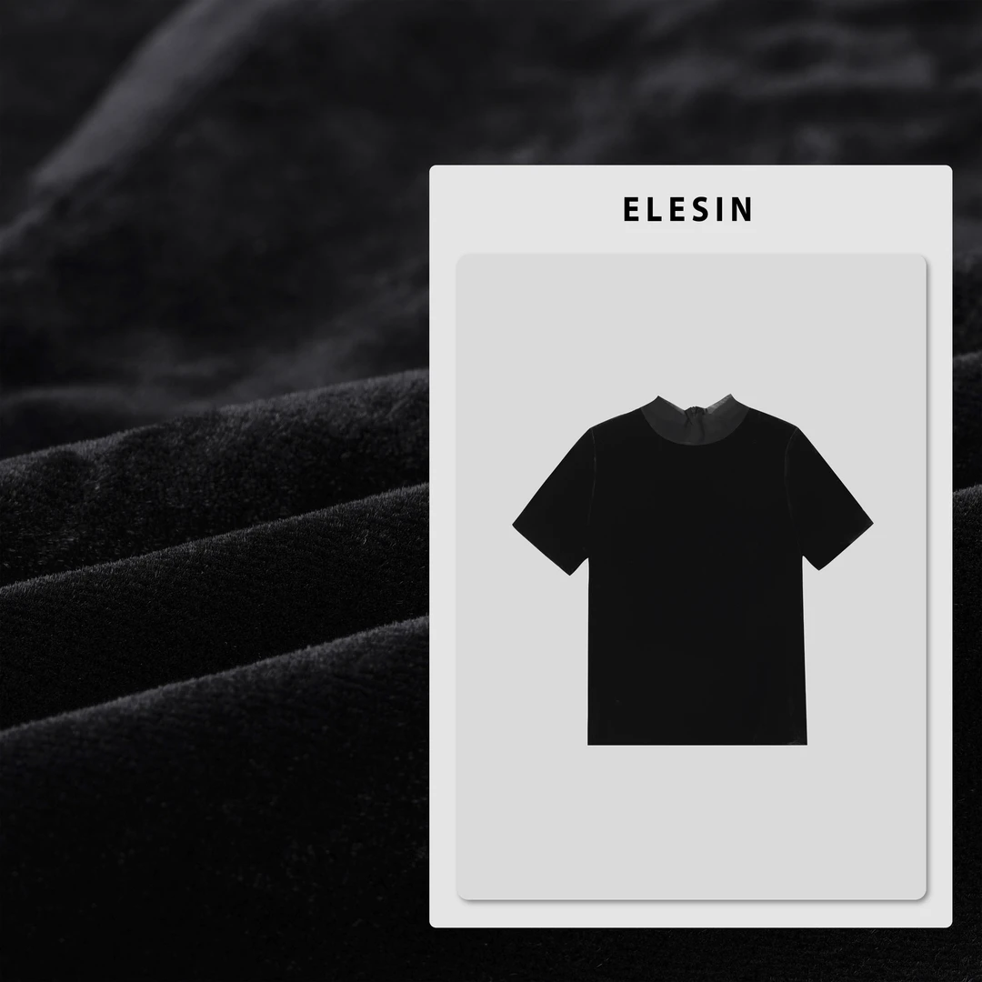 ELESIN【小夜曲】高级感雾面高领T恤上衣 TX250496