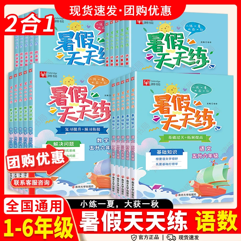 2025津桥书局暑假天天练小学语文数学一升二升三升四升五升六复习