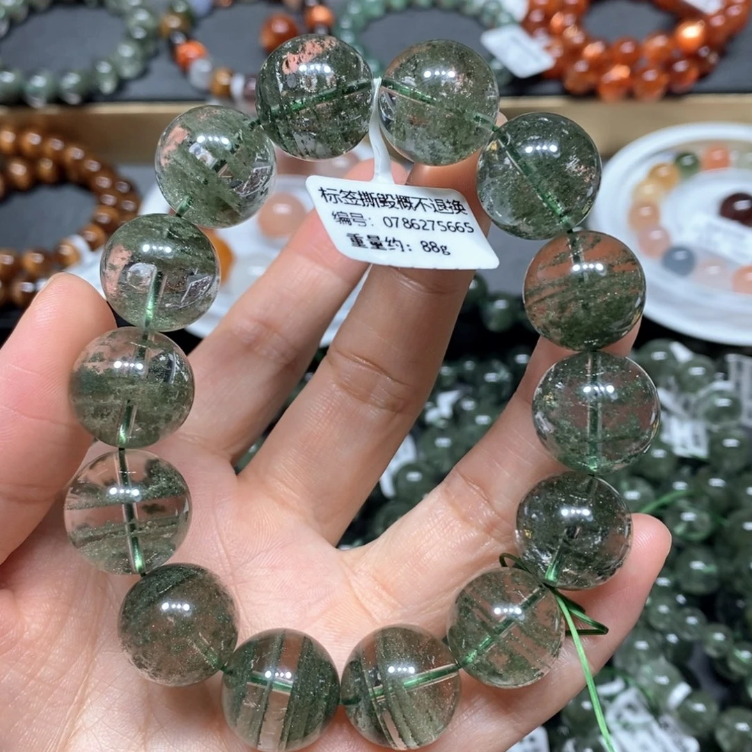 水晶手链未镶嵌绿幽灵千层手链
