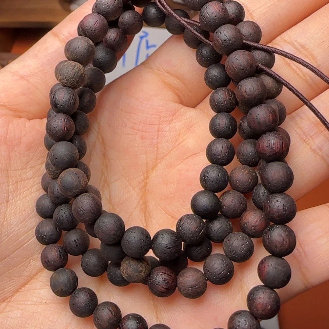 藤类降真香0.6*108多圈圆珠手串黑油