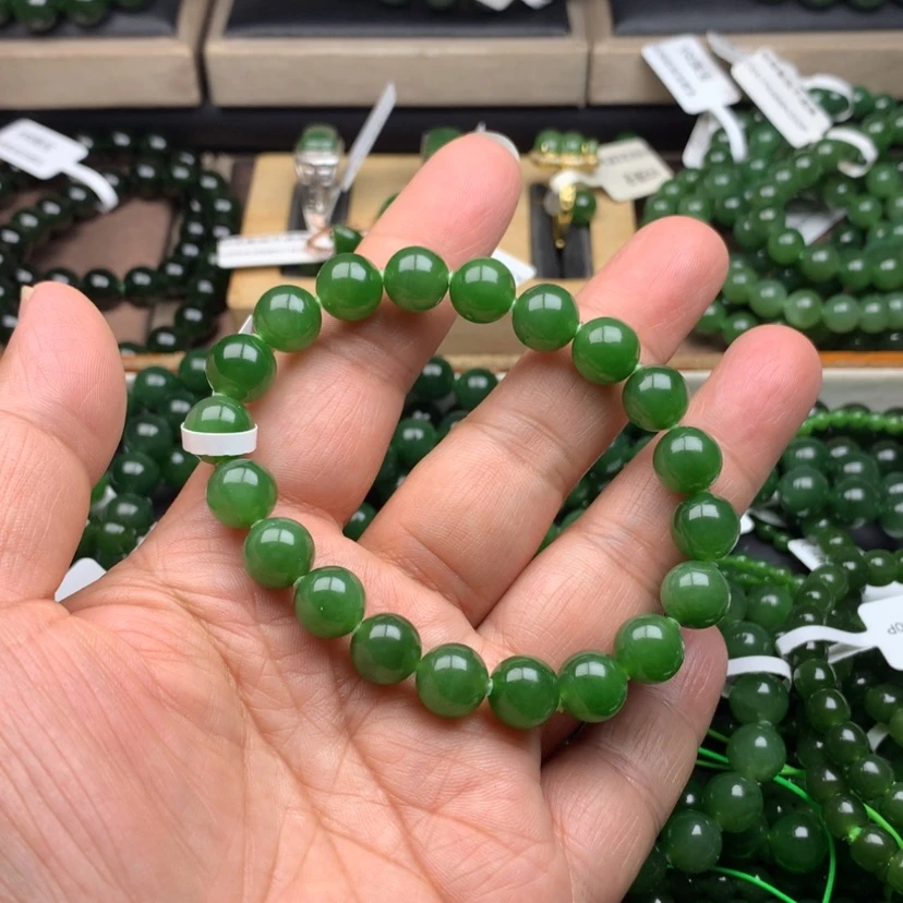 【闪购商品】未镶嵌手串和田玉（碧玉）冰辣10m m