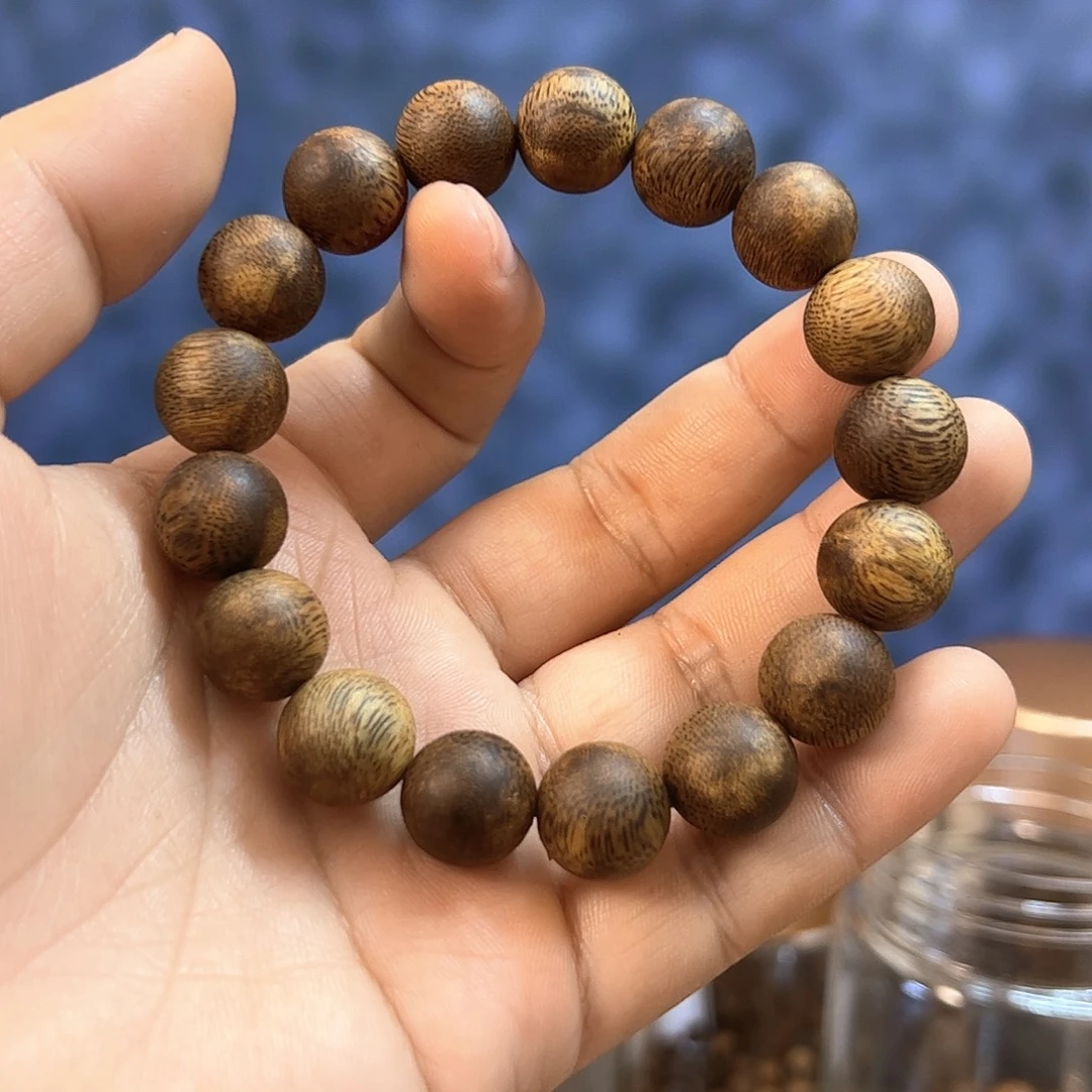 沉香手串13mm油叶子圆珠单圈15.2g