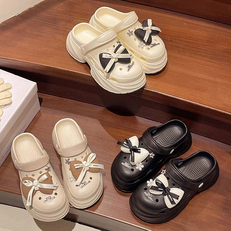 外穿厚底防滑洞洞鞋女款夏季增高2025新款爆款时尚休闲包头拖鞋