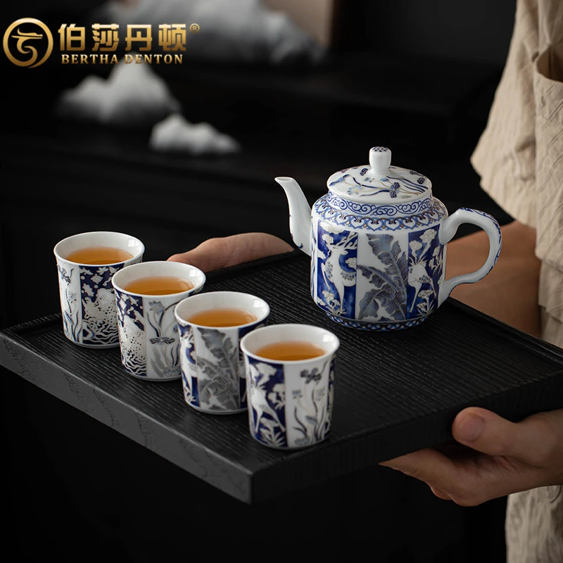 BERTHA DENTON/伯莎丹顿中式青花瓷茶具一路鹿有你套装礼盒喝茶杯