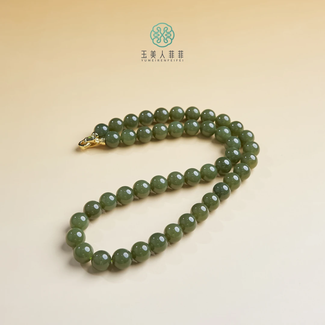 石惑珠宝^和田玉圆珠妈妈链约10mm-多样性发一