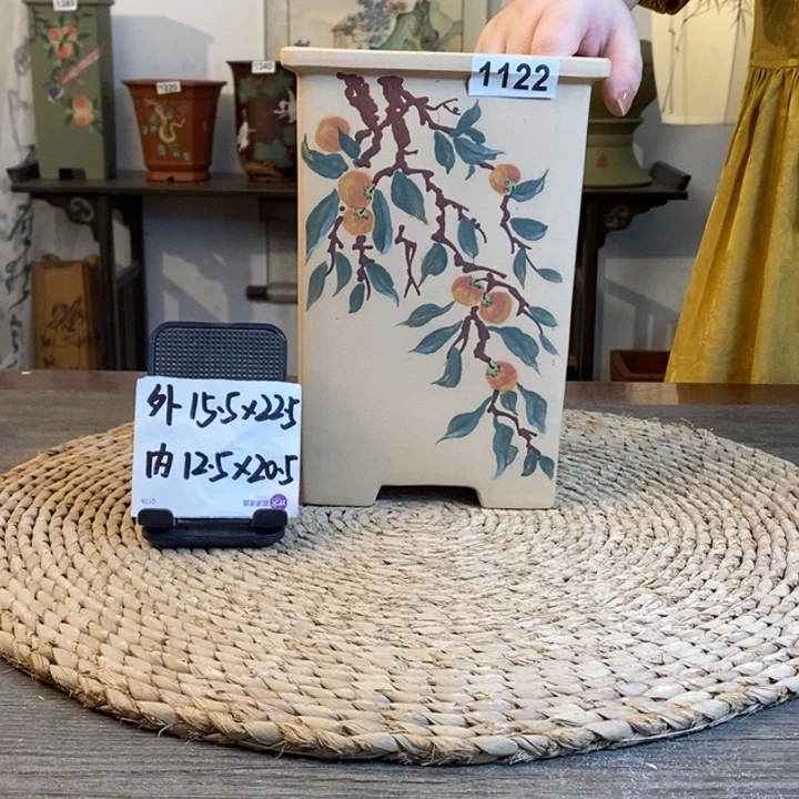 紫砂花盆  特价白玉段手绘僧帽签筒1122