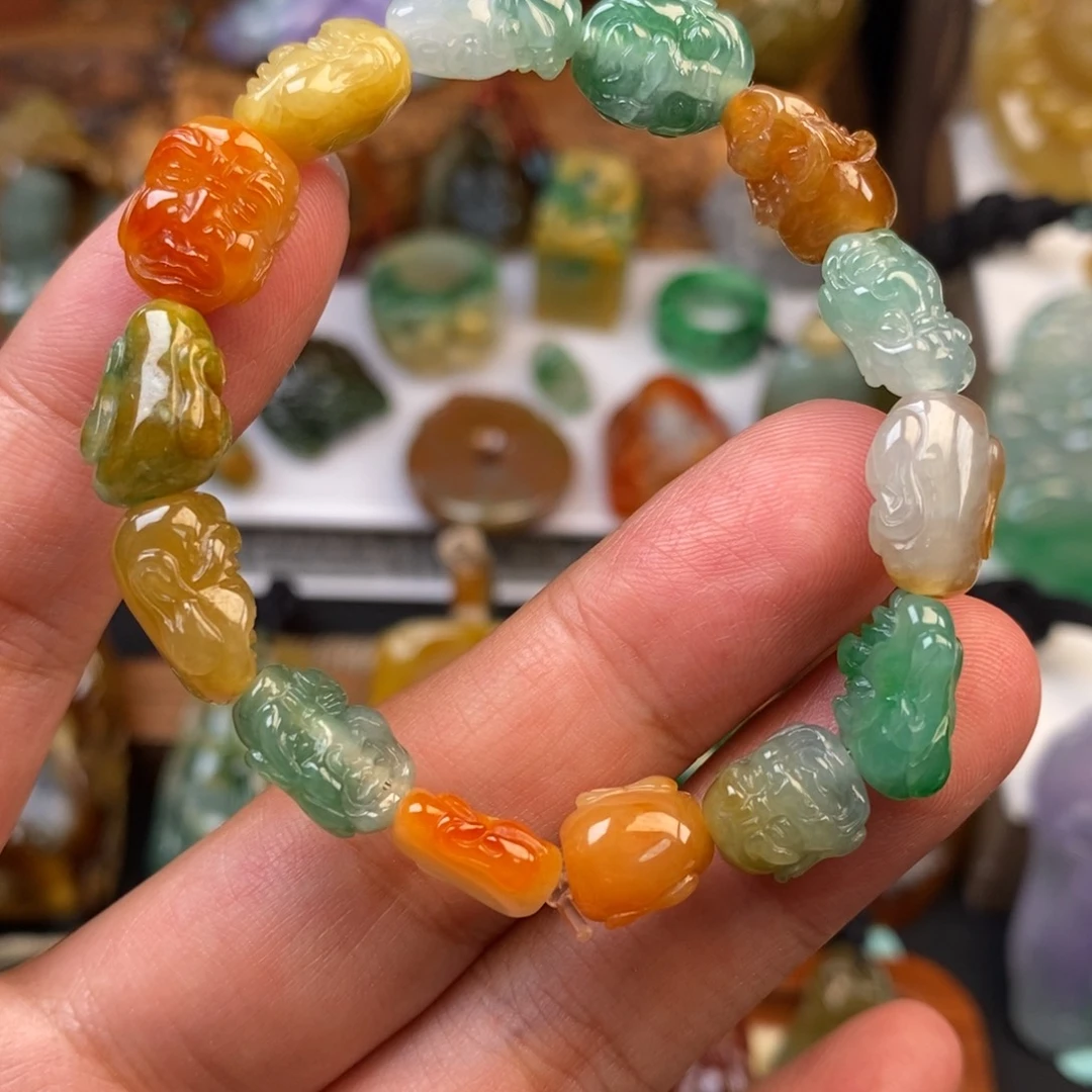 翡翠未镶嵌颈饰多宝罗汉手串