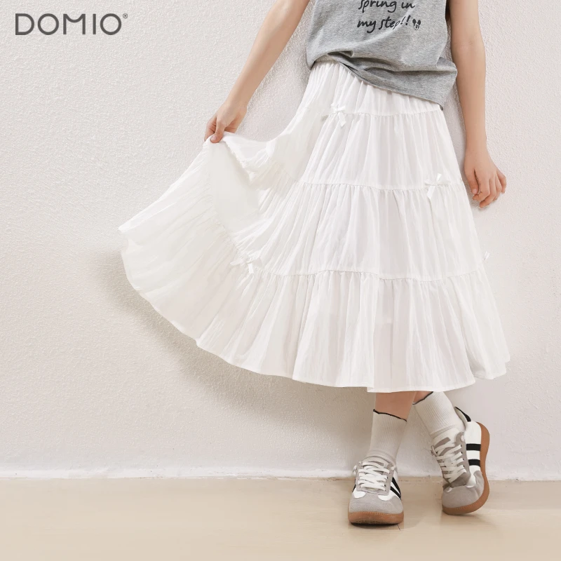 女童半身裙2025春夏新款儿童公主群中大童蛋糕裙亲子白色长款裙子