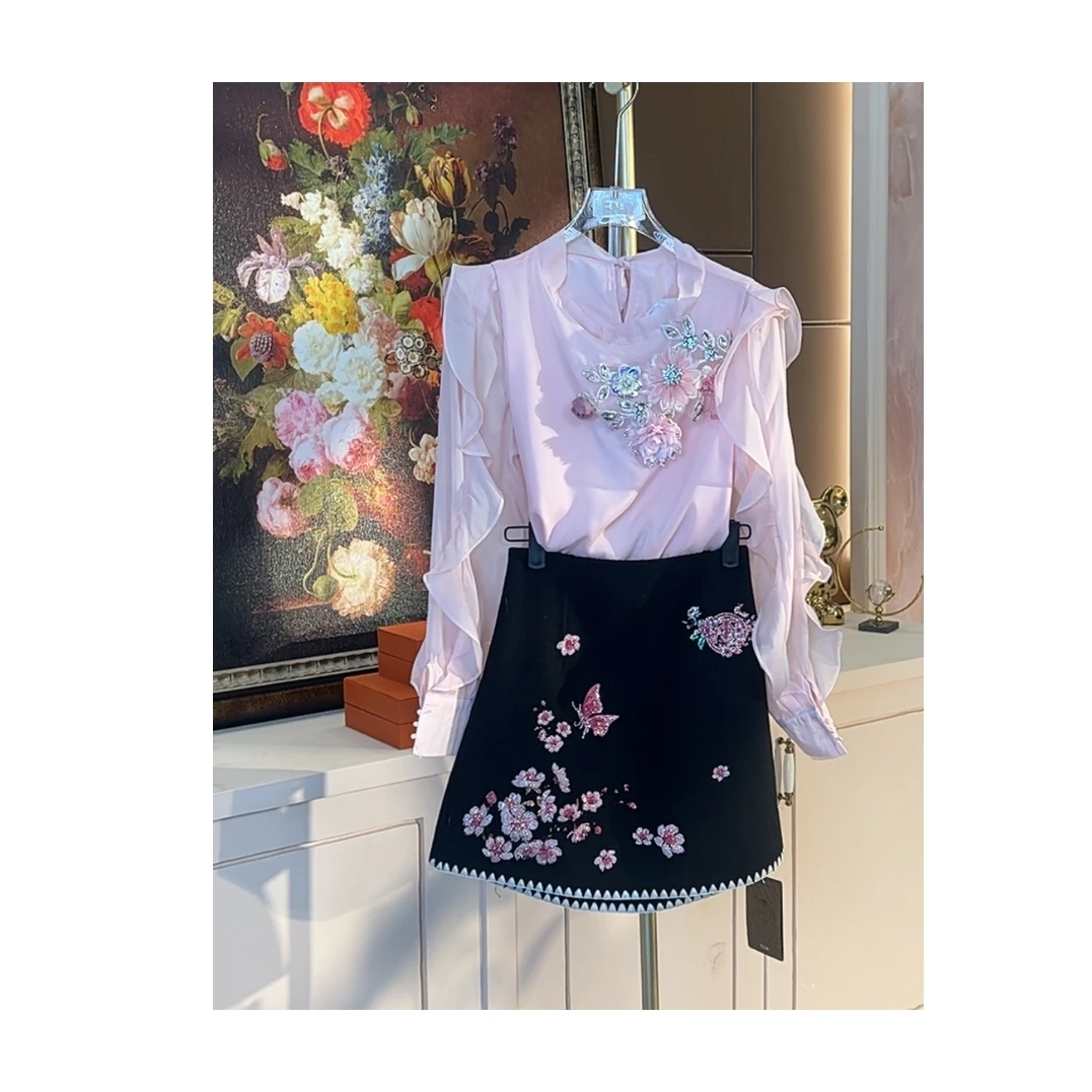 【芙娜妮轻奢】新款小众设计衬衫气质显瘦名媛女装两件套F2510593