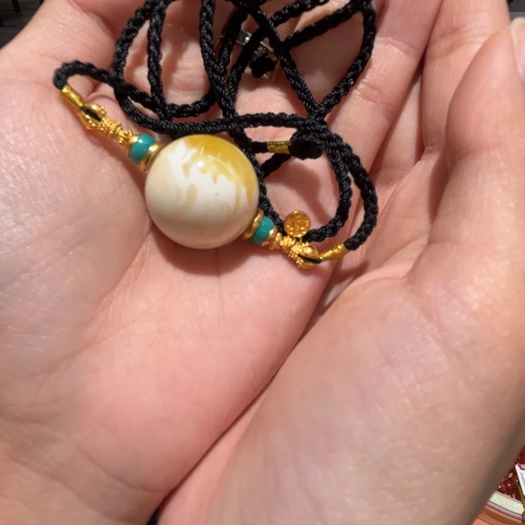 未镶嵌项链蜜蜡L*i蜜蜡金瓷白圆珠设计款项链