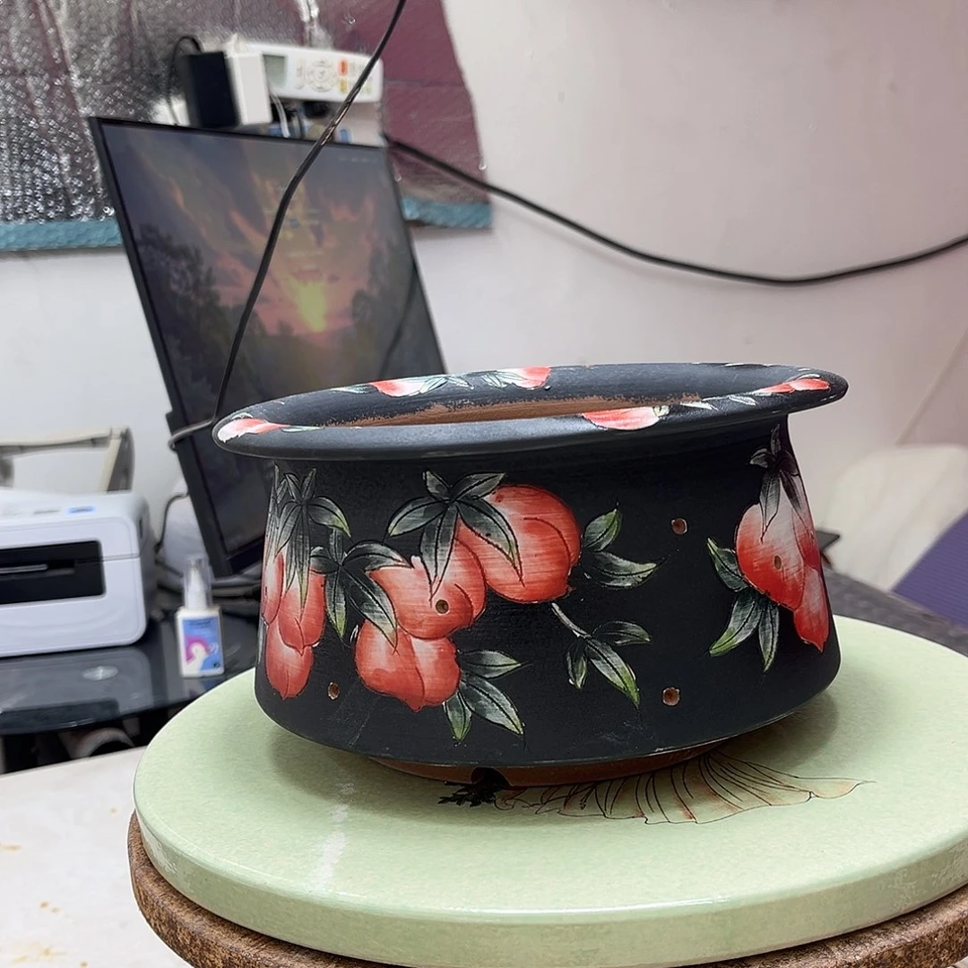 红陶景德镇成手工手绘红桃泥花期
