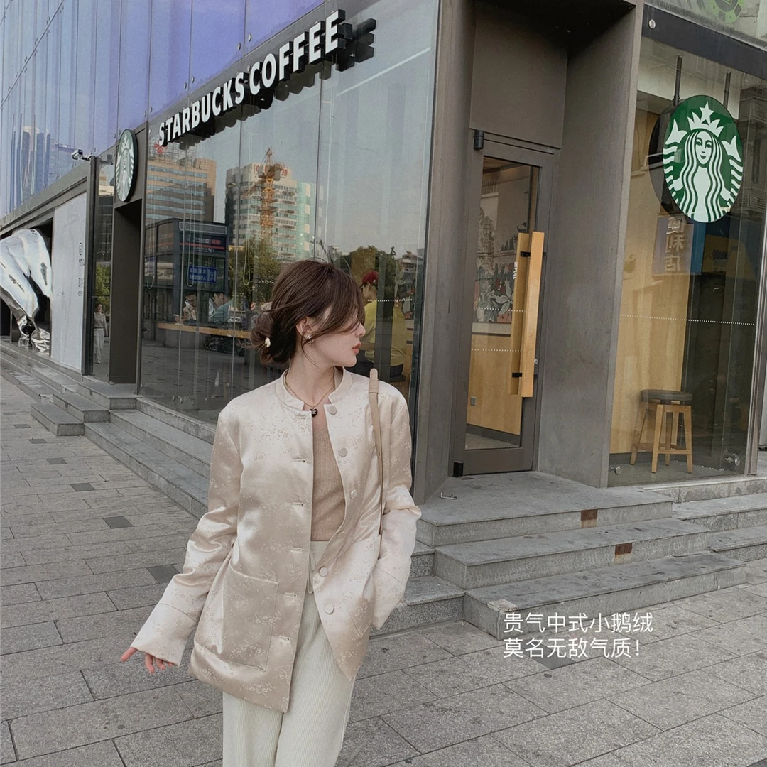 ASM ANNA◆茶颜中式小羽绒~洋气流苏盘扣白鹅绒短款羽绒服A10944