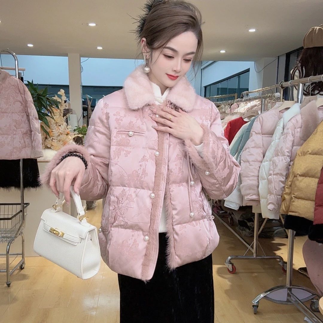 笙笙-新中式国风洋气时尚白鸭绒保暖羽绒服外套 MG1227